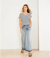 Gibson & Latimer Stripe Print Short Sleeve V-Neck Knit Shirt