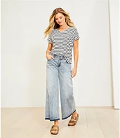 Gibson & Latimer Stripe Print Short Sleeve V-Neck Knit Shirt