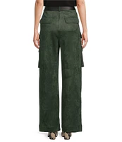 Gibson & Latimer Faux Suede Belted High Rise Cargo Wide Ankle Pants