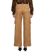 Gibson & Latimer Faux Suede Belted High Rise Cargo Wide Ankle Pants