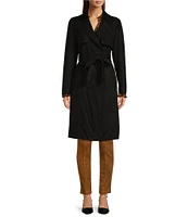 Gibson & Latimer Faux Suede Notch Lapel Storm Flap Long Sleeve Belted Trench Coat