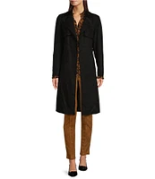 Gibson & Latimer Faux Suede Notch Lapel Storm Flap Long Sleeve Belted Trench Coat