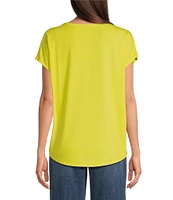 Gibson & Latimer Knit V-Neck Dropped Short Sleeve Shell Shirttail Tee Shirt