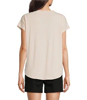 Gibson & Latimer Knit V-Neck Dropped Short Sleeve Shell Shirttail Tee Shirt