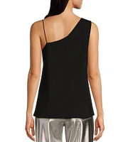 Gibson & Latimer Woven Asymmetrical Cowl Neck One Spaghetti Strap One Tank Strap Sleeveless Camisole