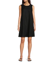 Gibson & Latimer Woven Crew Neck Sleeveless Deep Backline Twist Caftan Dress
