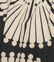Gibson & Latimer Woven Geometric Fan Print Mid Rise A-Line Flounce Midi Coordinating Skirt