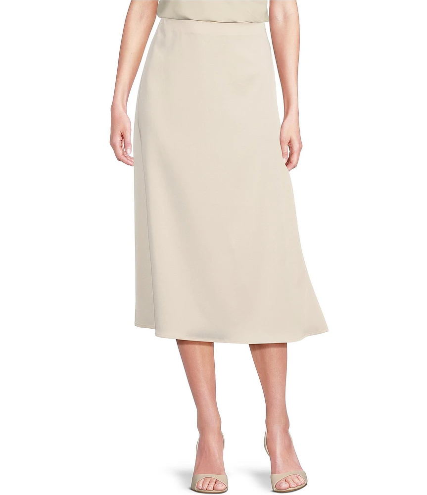 Gibson & Latimer Woven High Rise Chemise Slip Side Split Hem Midi Skirt