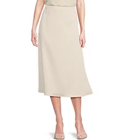 Gibson & Latimer Woven High Rise Chemise Slip Side Split Hem Midi Skirt