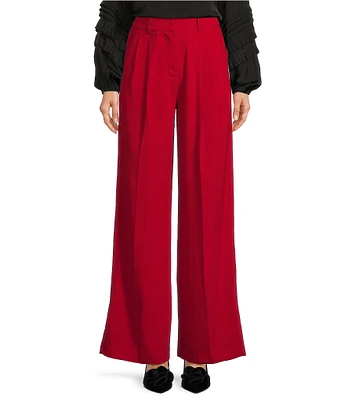 Gibson & Latimer Woven High Rise Pleated Wide Leg Trouser