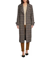 Gibson & Latimer Woven Houndstooth Single Breasted Notch Lapel Button Cuff Long Sleeve Button Front Coat