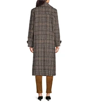 Gibson & Latimer Woven Houndstooth Single Breasted Notch Lapel Button Cuff Long Sleeve Button Front Coat