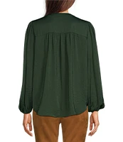 Gibson & Latimer Woven Split Neck Long Balloon Sleeve Blouse