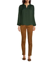 Gibson & Latimer Woven Split Neck Long Balloon Sleeve Blouse