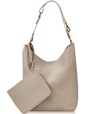 Gigi New York Addison Leather Zipper Pouch Slouchy Hobo Tote Bag