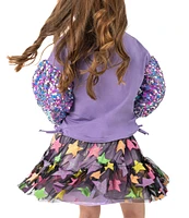 Girls Like Us Little Girls 4-6X Long Sleeve Crew Neck Graphic Shirt & Gathered Tiered Star Skirt Set