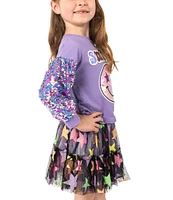 Girls Like Us Little Girls 4-6X Long Sleeve Crew Neck Graphic Shirt & Gathered Tiered Star Skirt Set