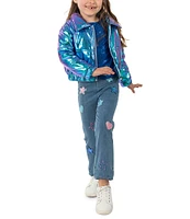 Girls Like Us Little Girls 4-6X Long Sleeve Puffer Jacket, Short Sleeve Top & Denim Leggings Set