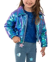 Girls Like Us Little Girls 4-6X Long Sleeve Puffer Jacket, Short Sleeve Top & Denim Leggings Set