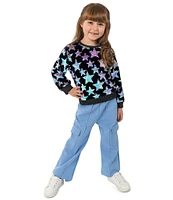 Girls Like Us Little Girls 4-6X Long Sleeve Sequin-Embellished Star-Printed Sweatshirt & Solid Pant Set