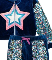 Girls Like Us Little Girls 4-6X Star Applique Sweatshirt Jacket and Pants Set