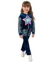 Girls Like Us Little Girls 4-6X Star Applique Sweatshirt Jacket and Pants Set