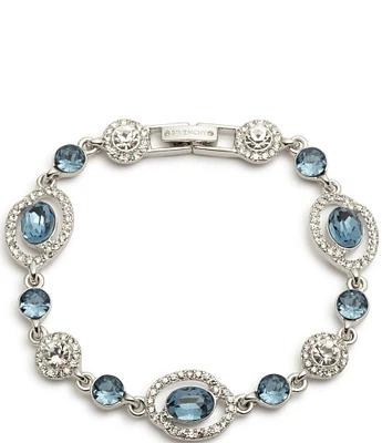 Givenchy Crystal Silver Tone Denim Flex Line Bracelet