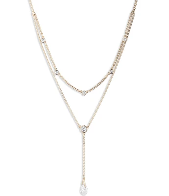 Givenchy Gold Tone Crystal 16'' Y Necklace