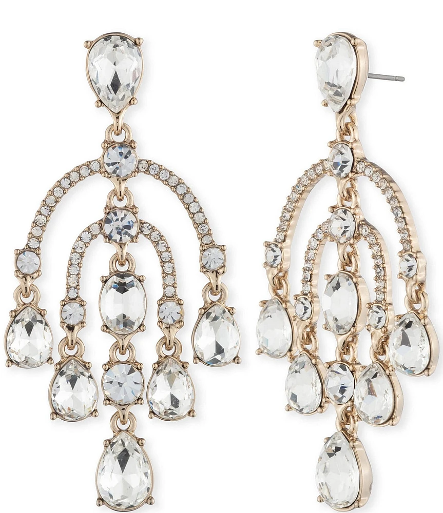 Givenchy Gold Tone Crystal Chandelier Earrings