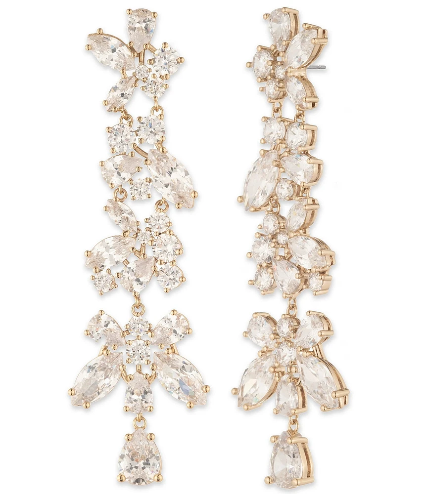 Givenchy Gold Tone Crystal Drama Linear Earrings