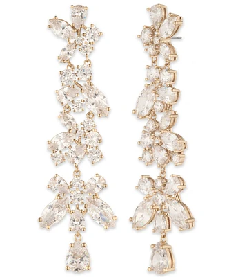 Givenchy Gold Tone Crystal Drama Linear Earrings