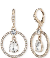 Givenchy Gold Tone Crystal Drop Orbital Earrings