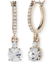 Givenchy Gold Tone Crystal Huggie Hoop Drop Earrings