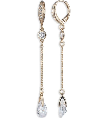 Givenchy Gold Tone Crystal Linear Earrings