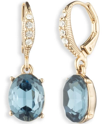 Givenchy Gold Tone Denim Crystal Drop Earrings