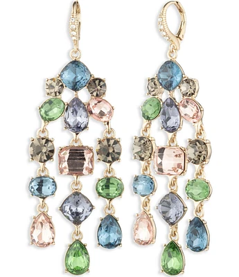 Givenchy Gold Tone Multi Stone Statement Chandelier Earrings