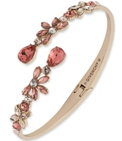 Givenchy Gold Tone Peach Floral Bypass Cuff Bracelet