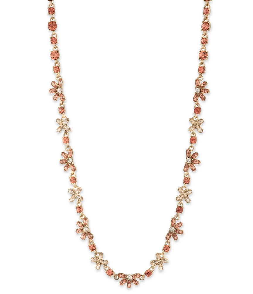 Givenchy Gold Tone Peach Floral Collar Necklace