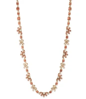 Givenchy Gold Tone Peach Floral Collar Necklace