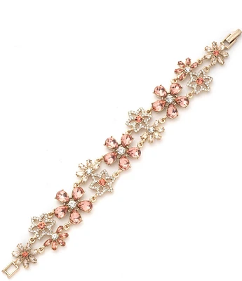 Givenchy Gold Tone Peach Floral Flex Line Bracelet