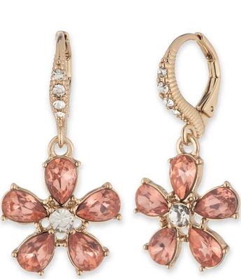Givenchy Gold Tone Peach Flower Drop Earrings