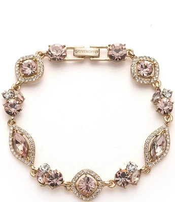 Givenchy Gold Tone Vintage Rose Crystal Flex Line Bracelet