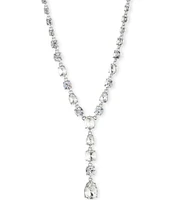 Givenchy Silver Glass Crystal Y Necklace