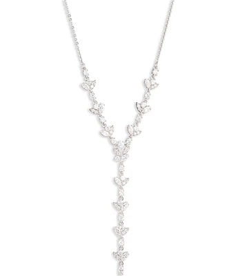 Givenchy Silver Tone Crystal 16'' Y Necklace