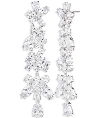 Givenchy Silver Tone Crystal Drama 2'' Linear Earrings