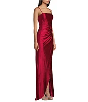 Honey and Rosie Glitter Pleated Side Slit Long Dress