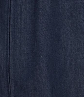 Go Softly Embroidered Sea Life Short Sleeve Zip-Front Denim Patio Dress