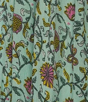 Go Softly Floral Print Short Sleeve V-Neck Zip-Front Patio Dress