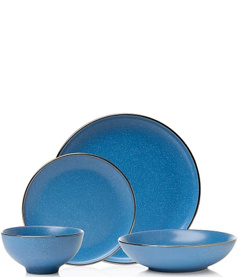 Godinger Beaumont Blue Stoneware 16-Piece Dinnerware Set, Service for 4