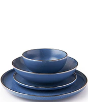 Godinger Beaumont Blue Stoneware 16-Piece Dinnerware Set, Service for 4
